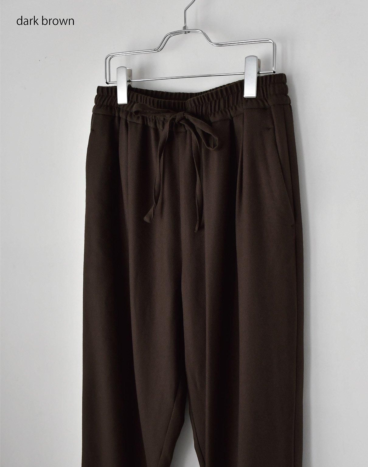 WIRROW Botany wool drawstring pants dark brown WIRROW Botany wool drawstring pants dark brown