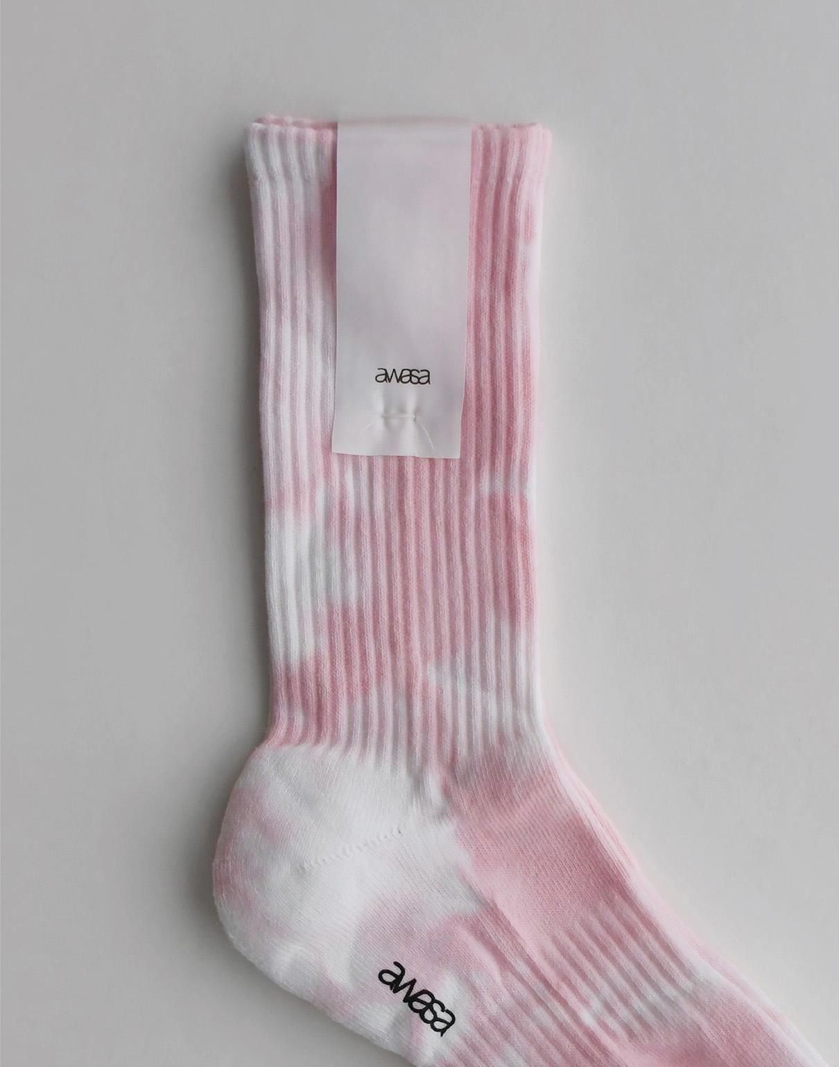 Vaundy 靴下 ピンク FUSION awasa tube socks tie dye pink × white