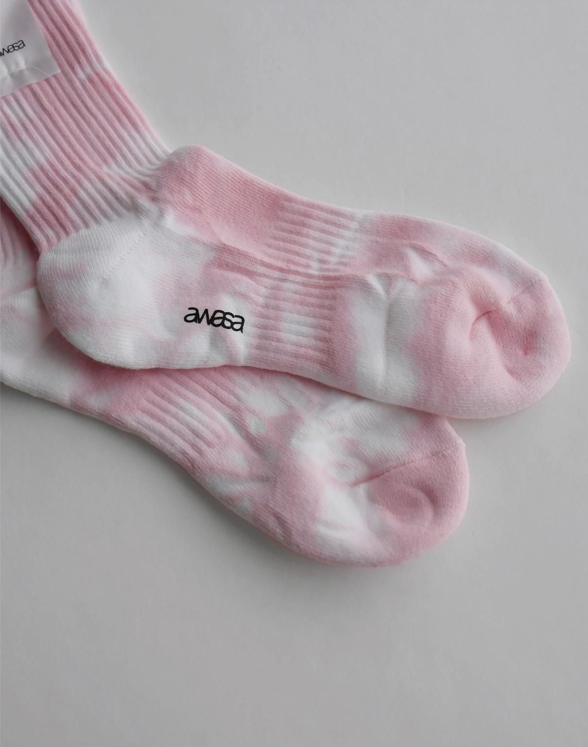Vaundy 靴下 ピンク FUSION awasa tube socks tie dye pink × white