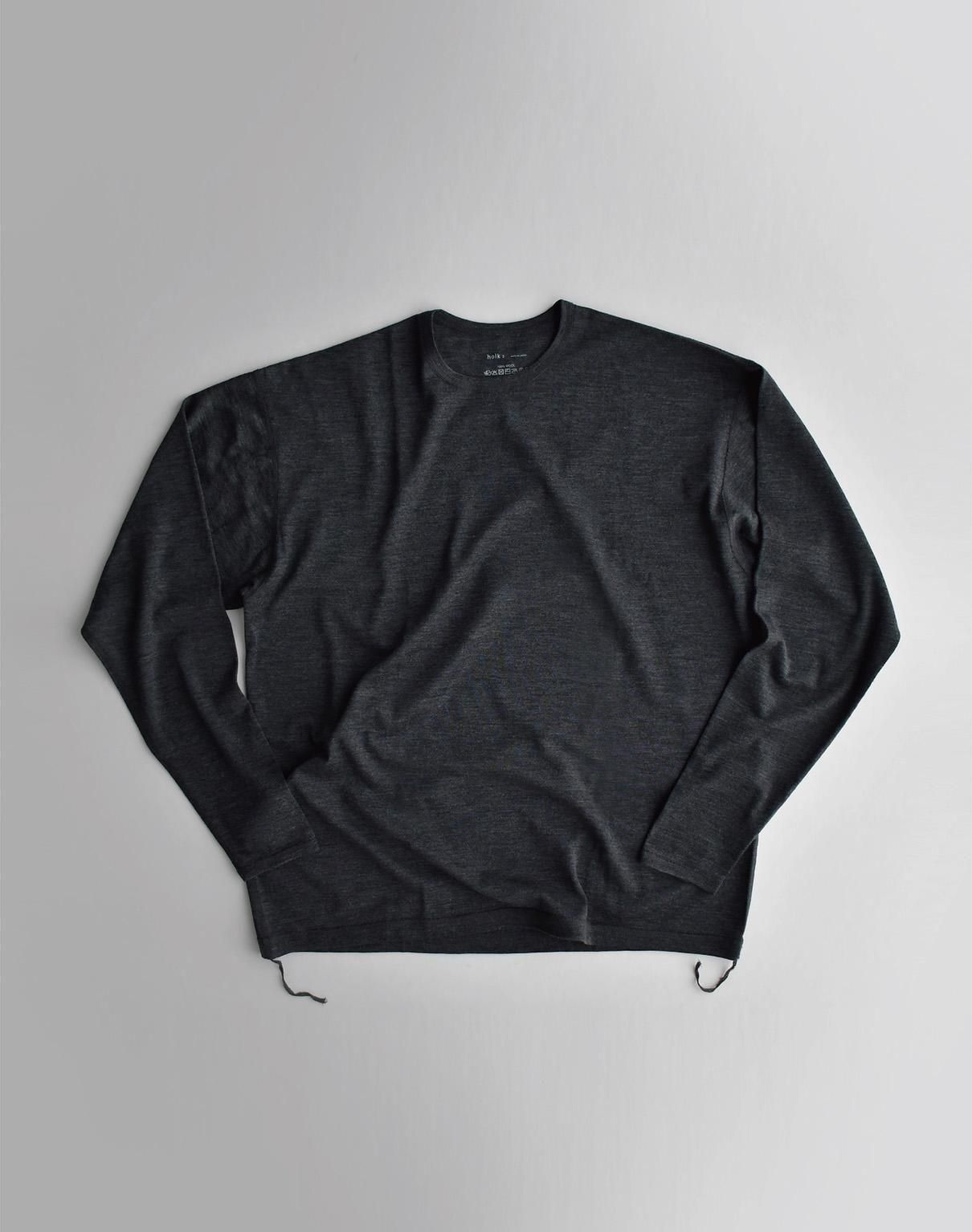 holk wool L/S tee charcoal