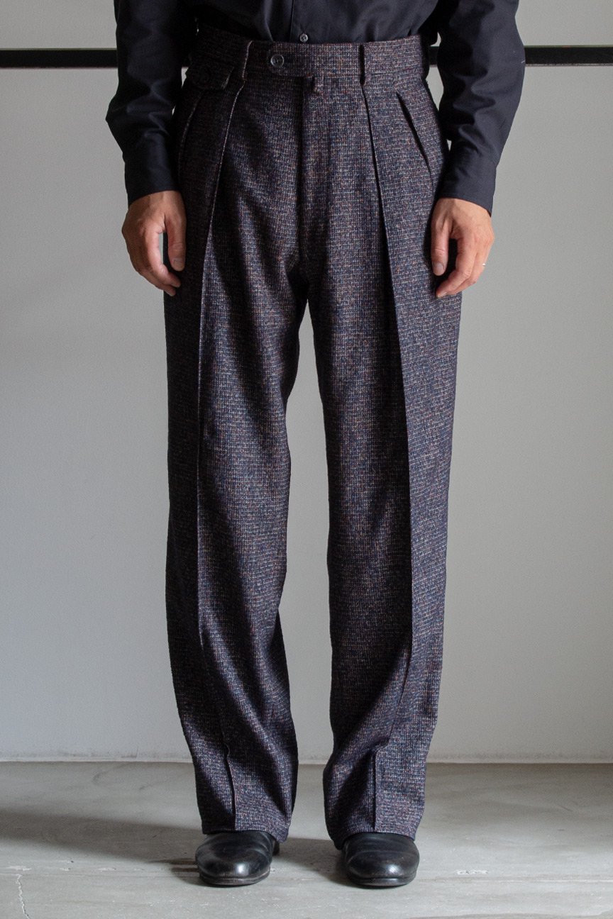 MIX TWEED WIDE TROUSERS / NAVY MIX - RAINMAKER KYOTO ONLINE