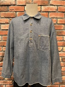 FOB FACTORY F3487 CHAMBRAY PULL OVER SHIRT