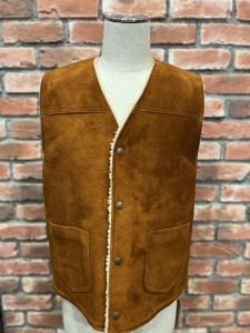 Y'2 LEATHER STEER ROUGHOUT WOOL BOA VEST