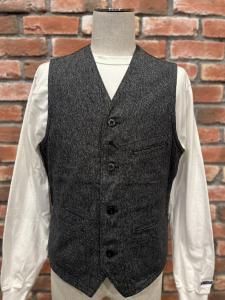 SUGER CANE 9oz. BLACK COVERT WORK VEST 