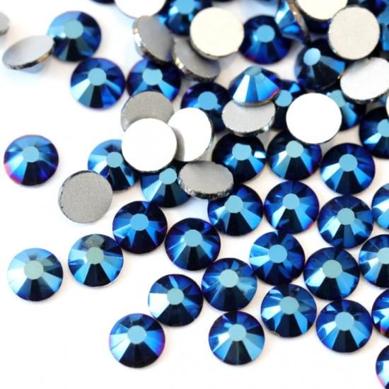 ガラス製ラインストーン メタリックブルー【207円】スワロフスキー同等品質