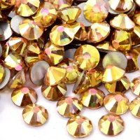 ラインストーン ガラス製 ライトゴールド 約1400粒 SS3〜SS12サイズ選択可 ダイヤモンドアート
