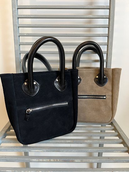 LEATHER HANDLE MINI SUEDE TOTE