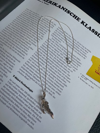Navajo Harvey Mace 12K GF Double Feather Necklace