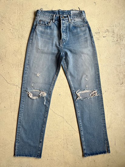 DAMAGE DENIM SLIM PANTS 