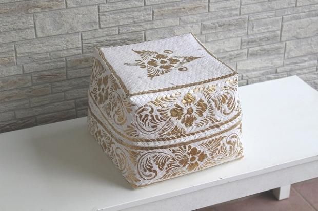 バリのバスケット ビーズ ソカシ バリ島雑貨 ソカシ／蓋つき小物入れ