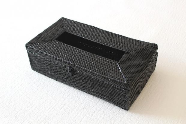アタ製品ティッシュケース(ブラック)D - あたや【バリ島アタ アタ製品ティッシュケース(ブラック)D - あたや【バリ島アタ