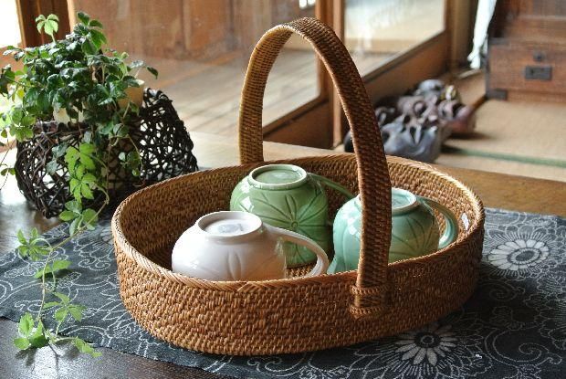 アタ製品手持ちつきかごA - あたや【バリ島アタ雑貨専門店】