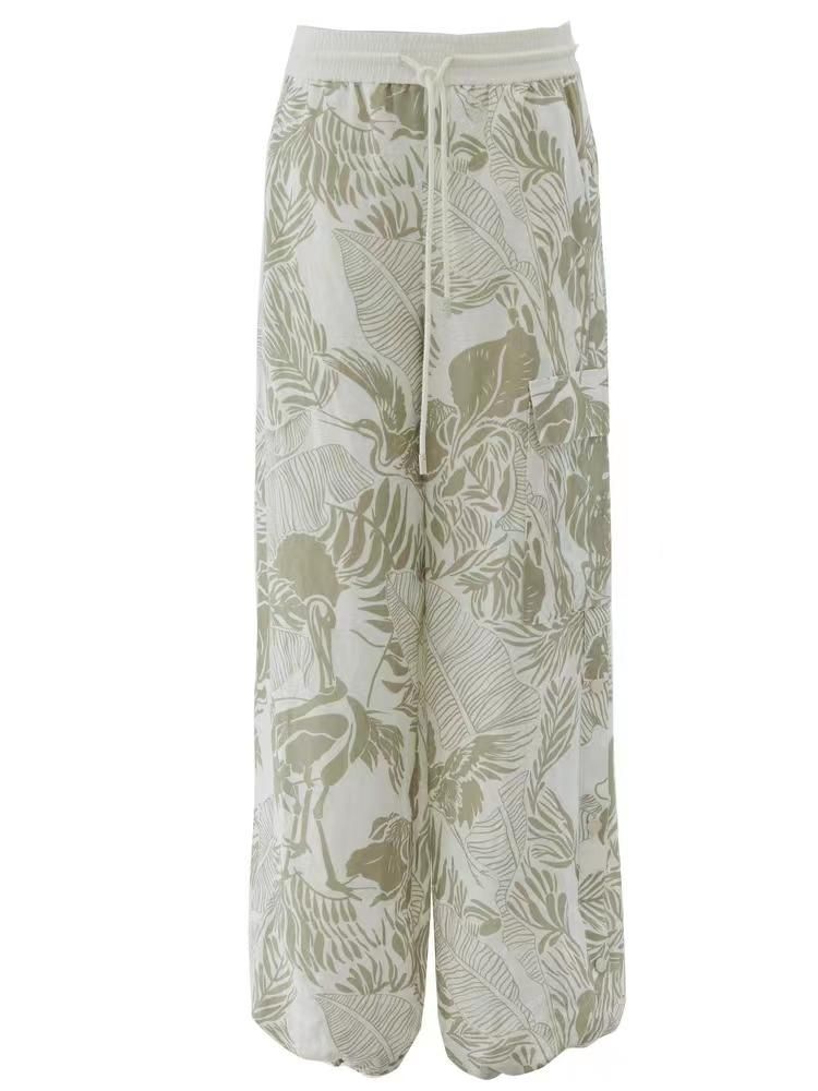 TBPT001 水彩画家・ 伊藤尚美生地作品 リネンワイドパンツ - マイ