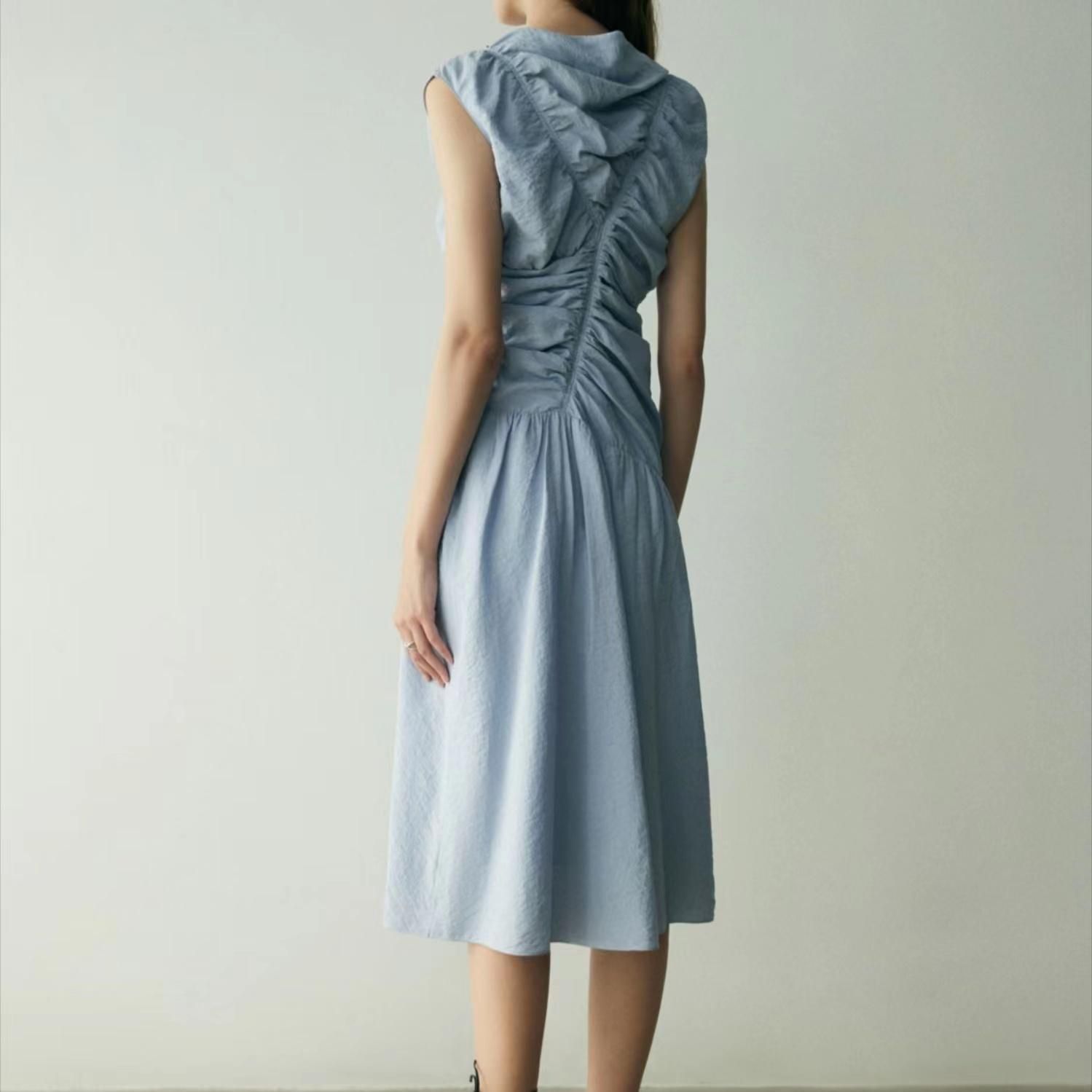 TBDR006 不規則ギャザー立体裁断ワンピース - マイデザイン・お手軽な