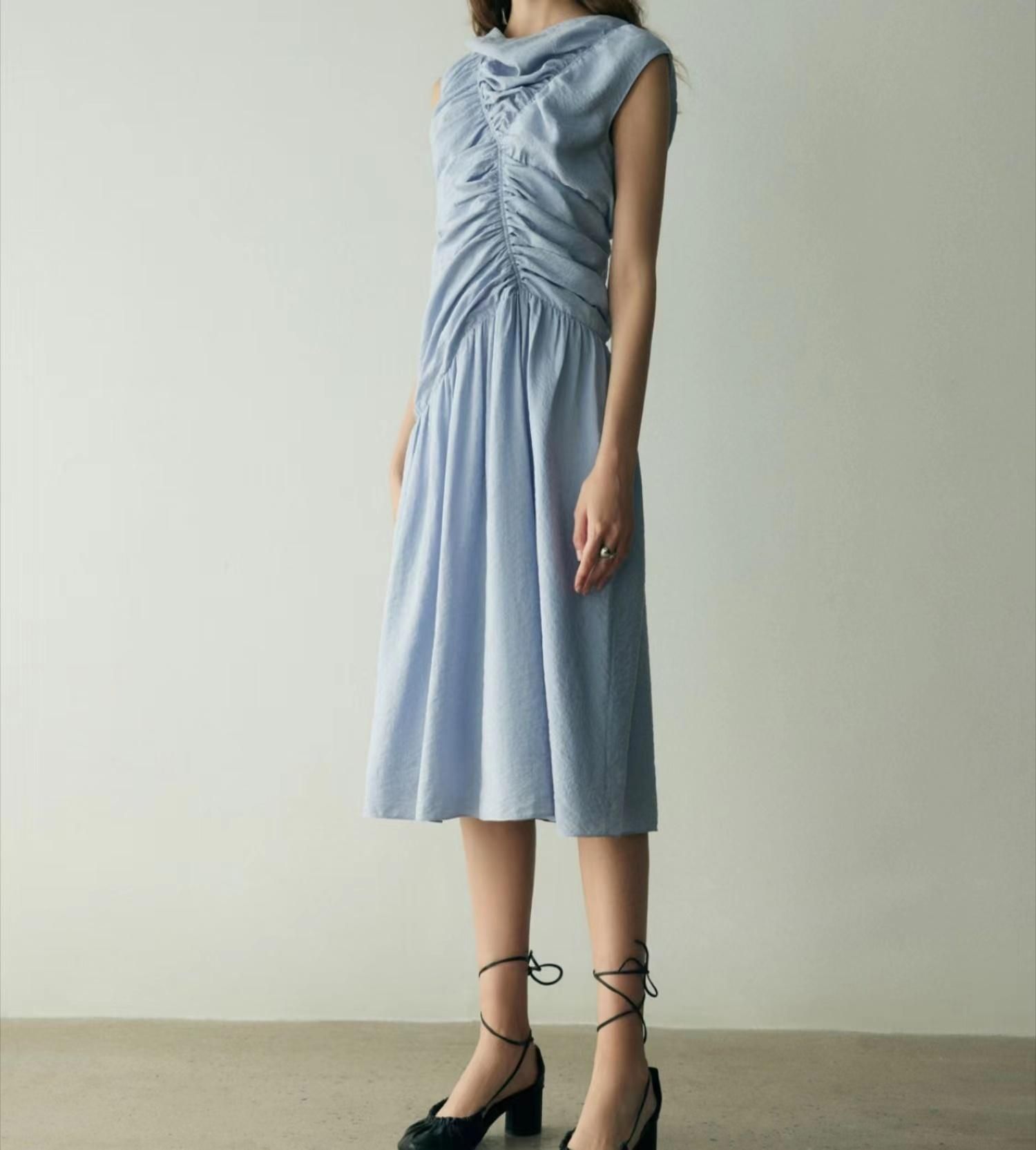 TBDR006 不規則ギャザー立体裁断ワンピース - マイデザイン・お手軽な