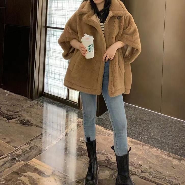 MaxMara テディベアケープコート - ポンチョ・ケープコート
