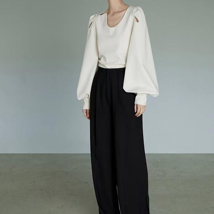 OHGA オーガ ピンドットブラウス ホワイト