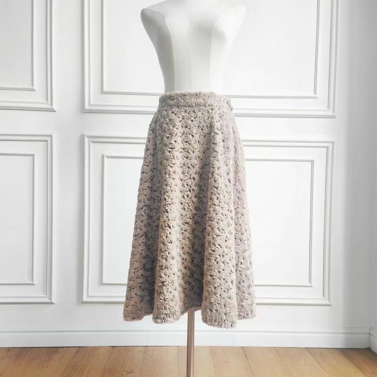 ZNSK014 モコモコ花模様エコファースカート - マイデザイン・お