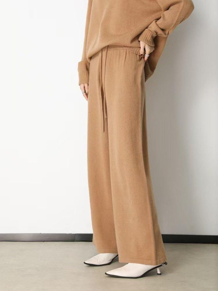2024A/W タートルネック長袖+ワイドパンツ ニットセットアップ 2024A/W タートルネック長袖+ワイドパンツ ニットセットアップ