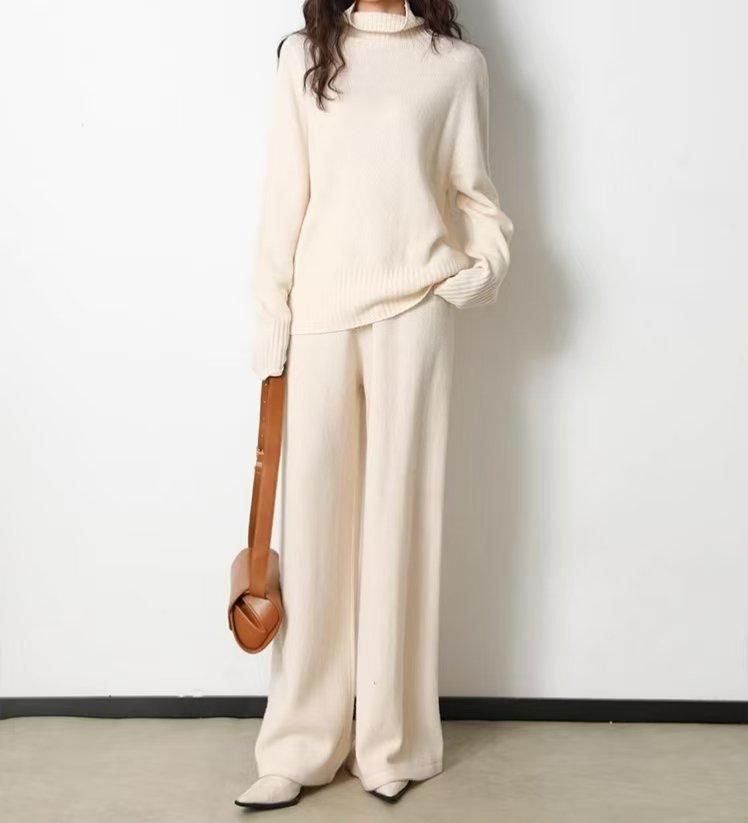 2024A/W タートルネック長袖+ワイドパンツ ニットセットアップ 2024A/W タートルネック長袖+ワイドパンツ ニットセットアップ
