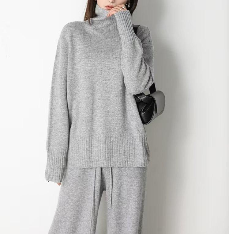2024A/W タートルネック長袖+ワイドパンツ ニットセットアップ 2024A/W タートルネック長袖+ワイドパンツ ニットセットアップ