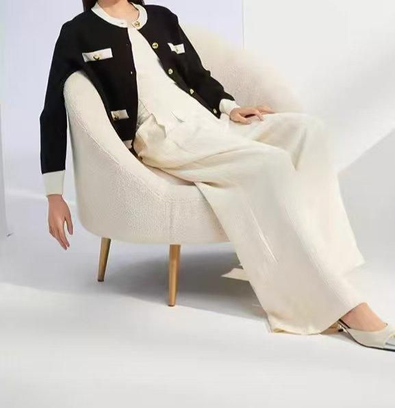 2024A/W シャネル風 ニットカーディガン モノトーン(二色展開 2024A/W シャネル風 ニットカーディガン モノトーン(二色展開