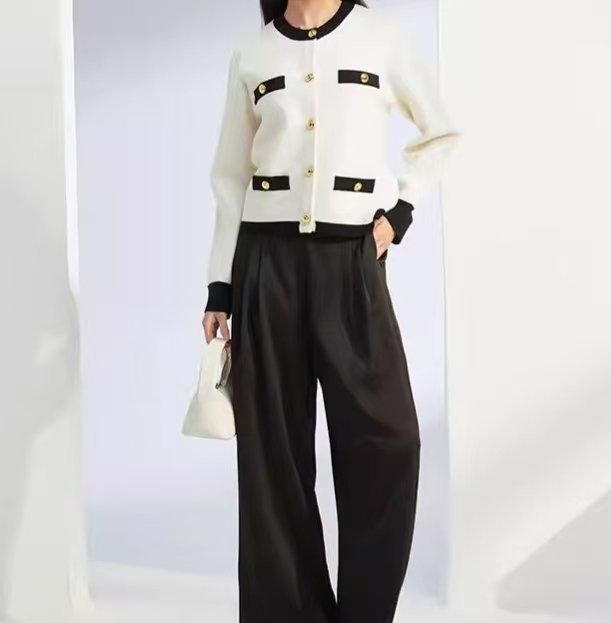 2024A/W シャネル風 ニットカーディガン モノトーン(二色展開 2024A/W シャネル風 ニットカーディガン モノトーン(二色展開