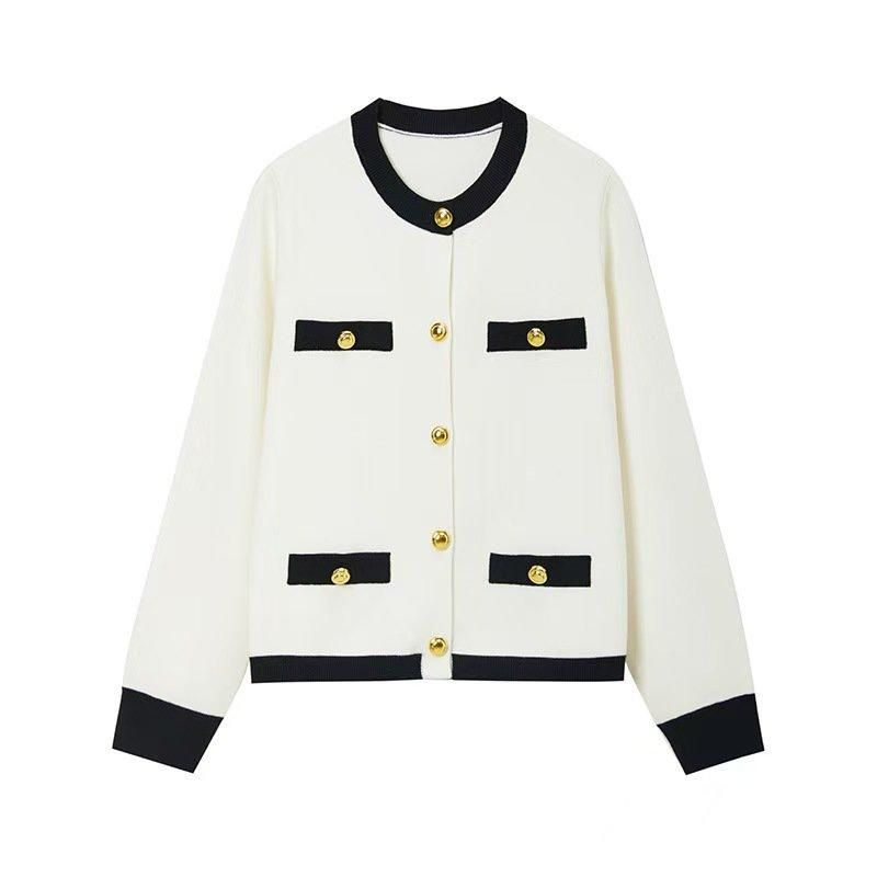 2024A/W シャネル風 ニットカーディガン モノトーン(二色展開 2024A/W シャネル風 ニットカーディガン モノトーン(二色展開