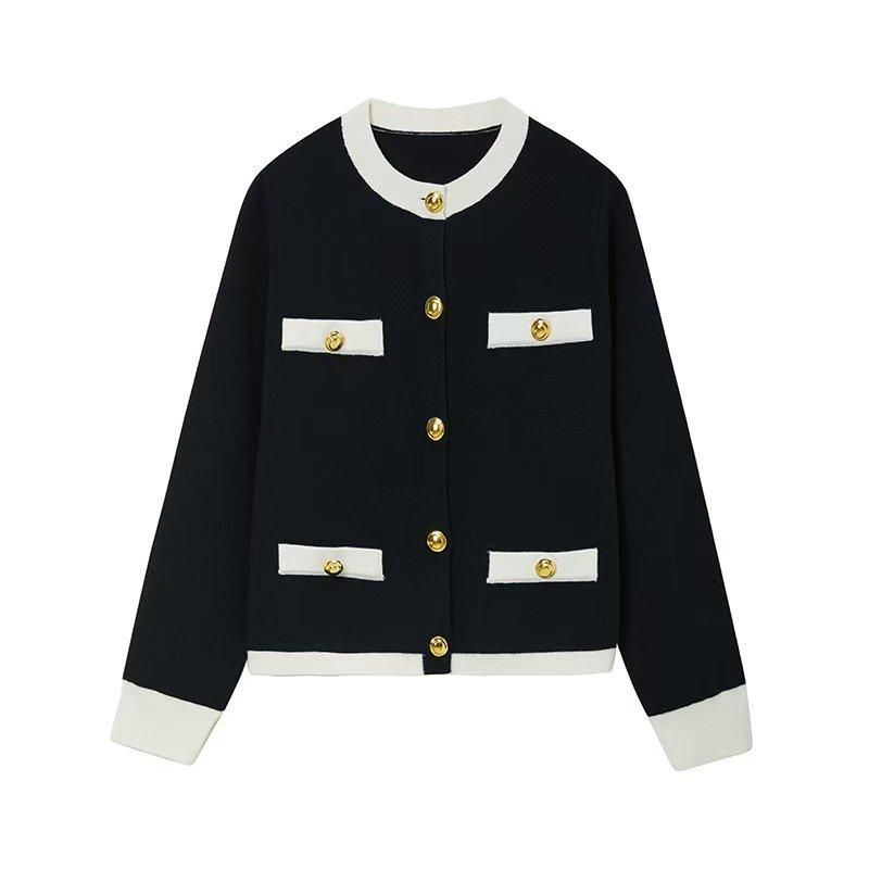 2024A/W シャネル風 ニットカーディガン モノトーン(二色展開 2024A/W シャネル風 ニットカーディガン モノトーン(二色展開