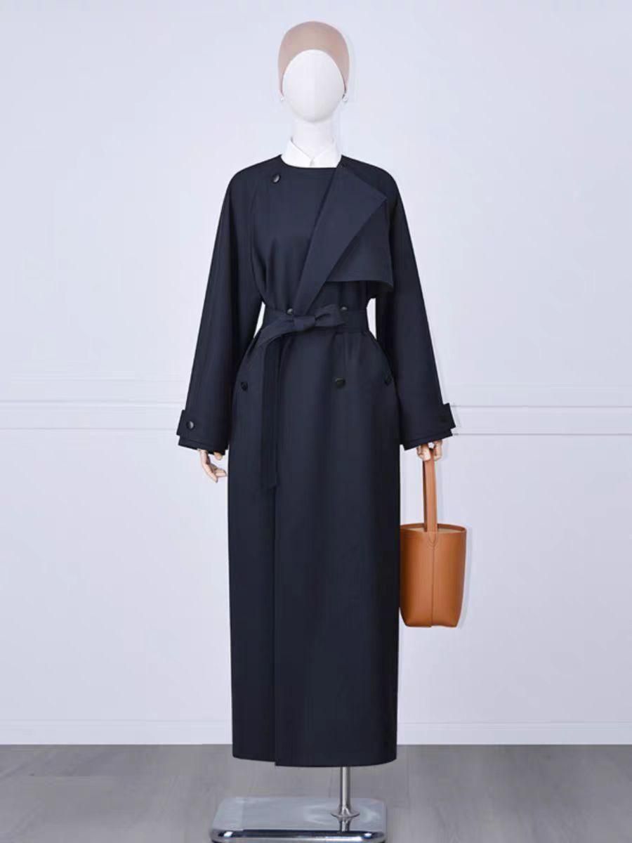 TBCT037  double button trench coat dress