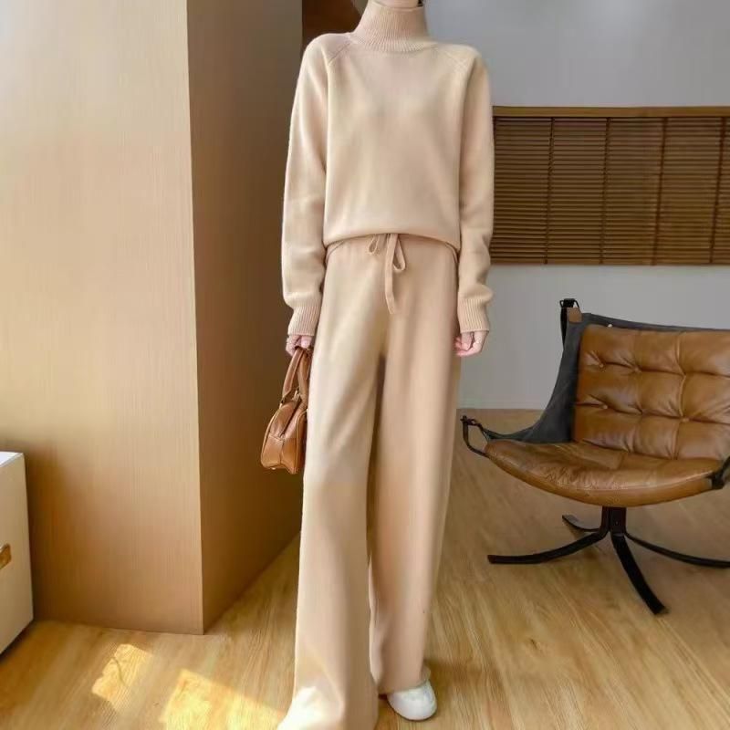 2025A/Wturtle neck 100% wool sweater and pants (6 colors)