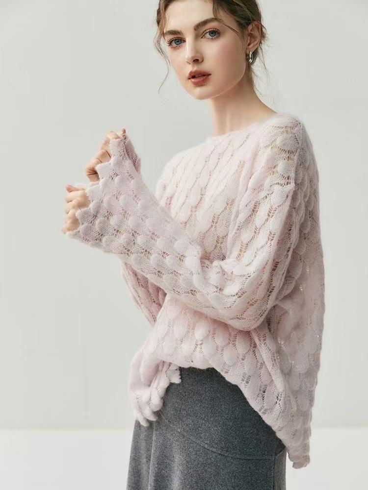 2025A/Wcashmere feather like see-through jumper (4 colors)