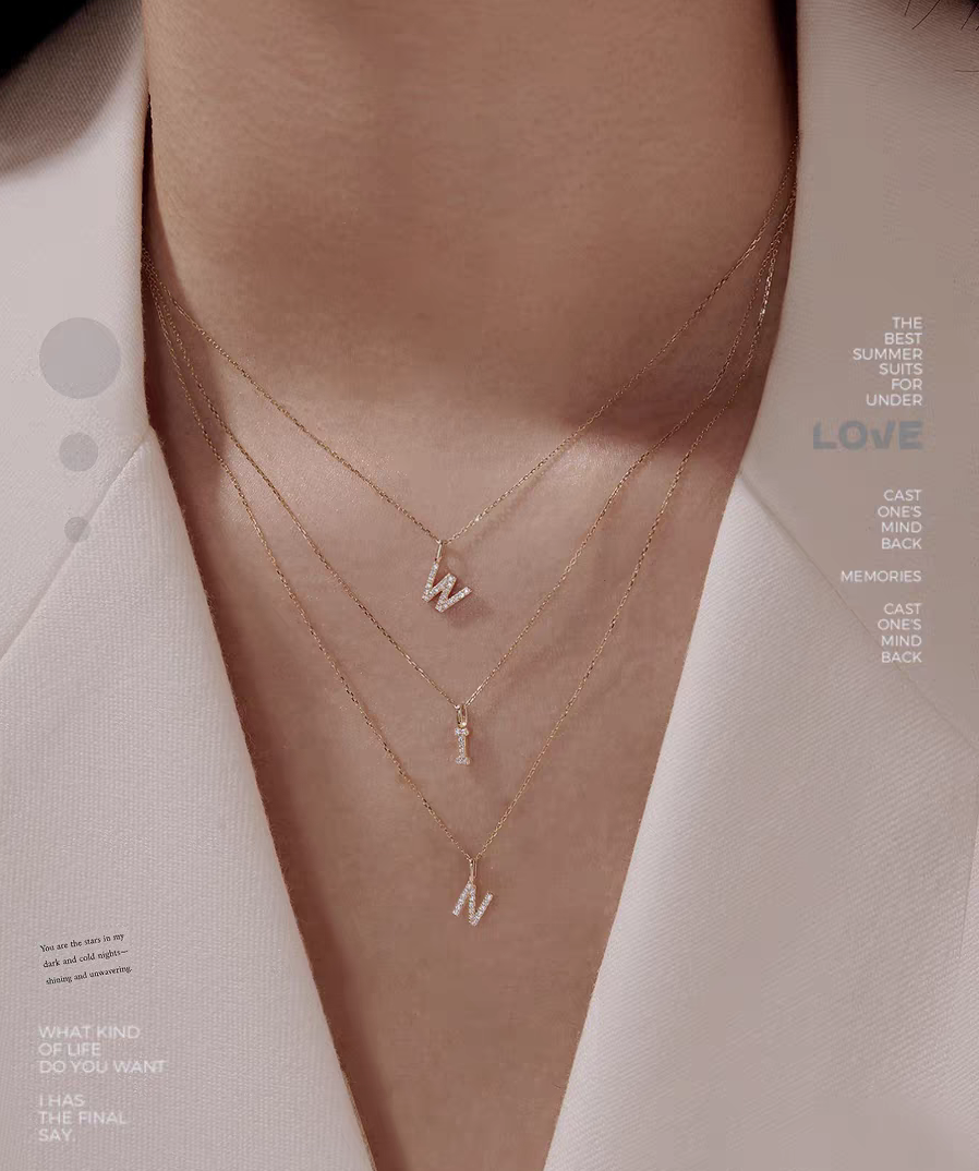 18K gold alphabet pendant necklace