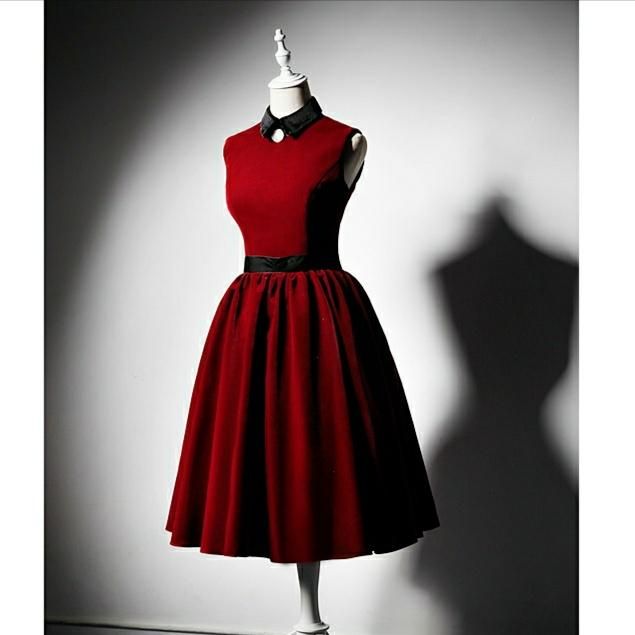 シャツ襟ノースリーブ ベルベットドレス M Y Design 格安洋服オーダーメイド
