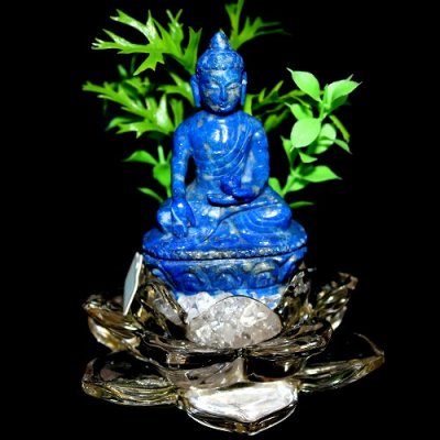 仏陀ラピスラズリ天然石像(ハンドメイドのネパール産工芸品)