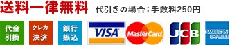 送料一律無料 代引きの場合：手数料250円 代金引換 クレカ決済 銀行振込 VISA MasterCard JCB AMERICANEXPRESS