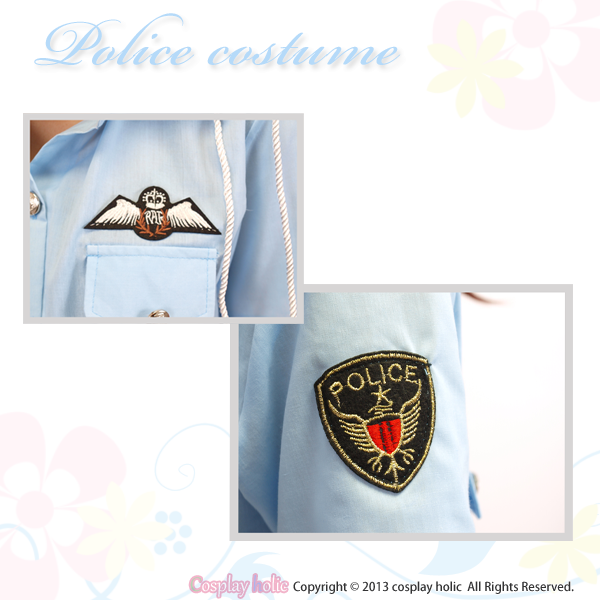 婦人警察官コスプレ衣装 半袖 ミニスカート 爽やかブルーのシャツ