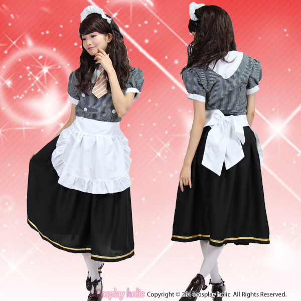 メイド服 ロング 大きいサイズ 半袖 ハロウィン アニメ風