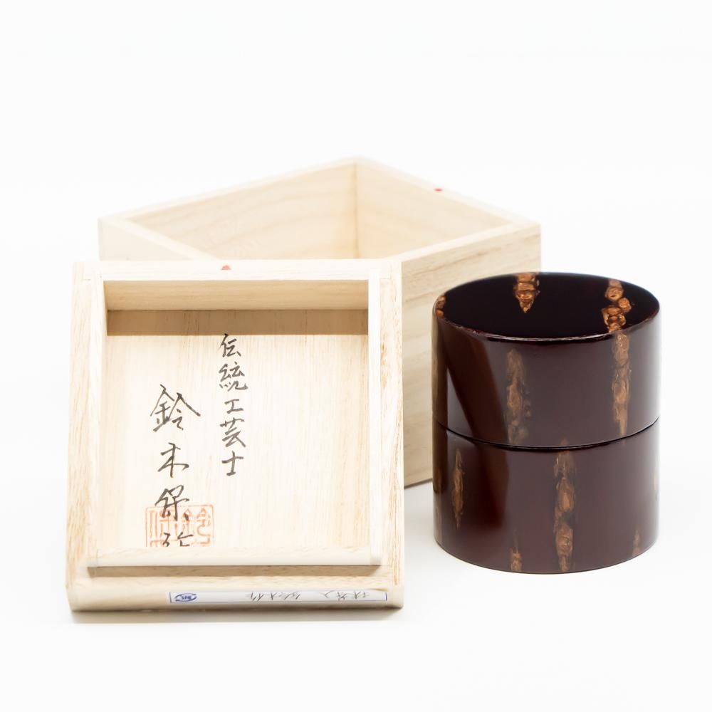 総皮茶筒 抹茶入 無地皮|伝統工芸士 鈴木保 作|角館 樺細工 製造販売元 八柳 角館伝統工芸 樺細工 抹茶入れ(桜皮)