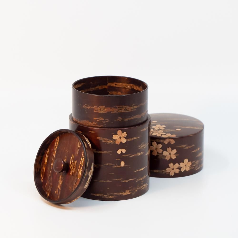 樺細工 総皮茶筒 大 桜吹雪｜角館 樺細工 製造販売元 八柳