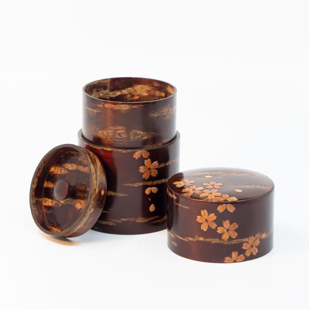 総皮茶筒 煎茶君 無地皮 桜吹雪｜角館 樺細工 製造販売元 八柳