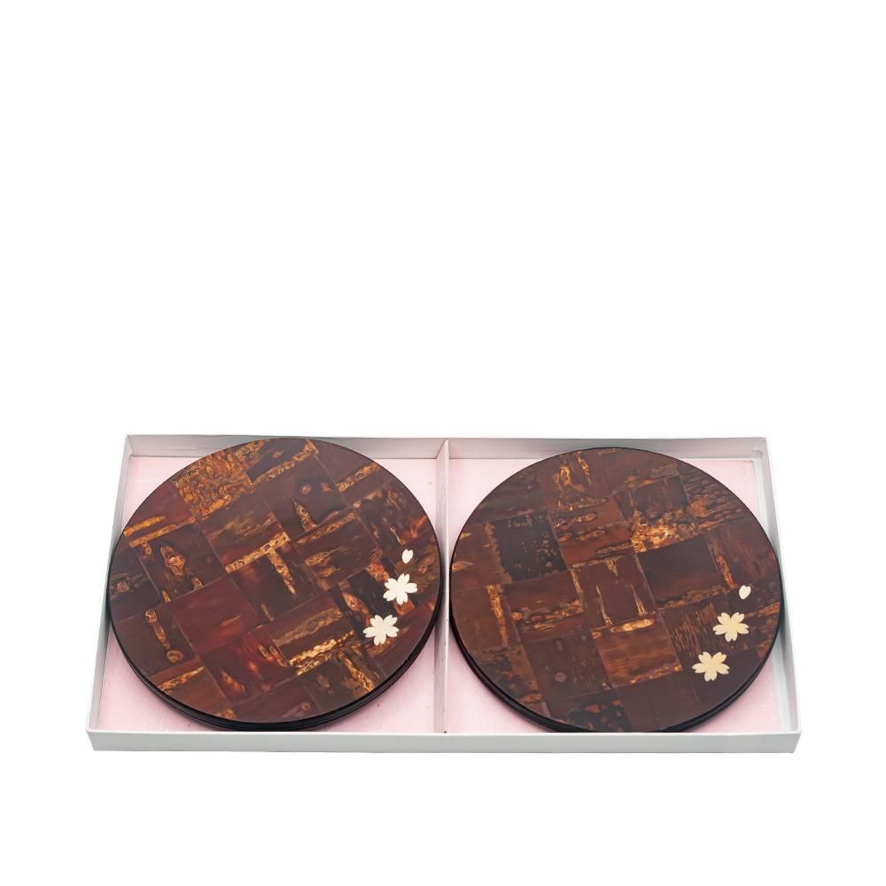 桜皮 市松 丸銘々皿 5枚入|角館 樺細工 製造販売元 八柳 桜皮 市松 丸銘々皿 5枚入|角館 樺細工 製造販売元 八柳