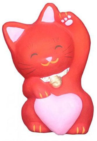 最高品質の あかねこちゃんとハートちゃん（大きさ約11センチ）招き猫 土 財布・ケース・小物入れ