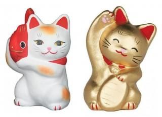 招き猫　土人形　作家物　縁起物 かみしも招き猫／金谷土人形／よし善／小沢和賀代さん作／高さ