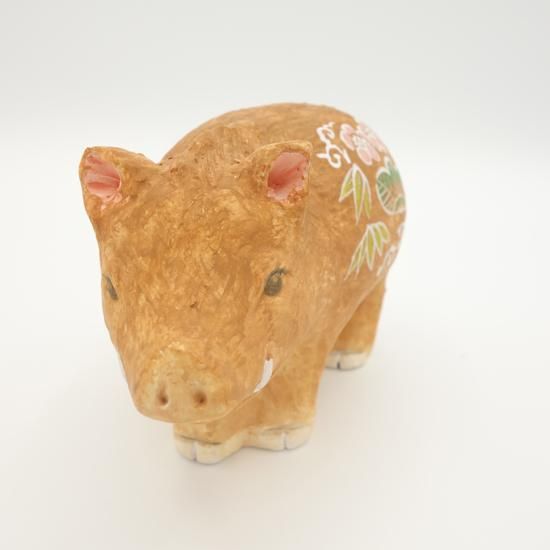 福いのしし まつちゃん（松竹梅もよう）大きさ約8センチ 干支物