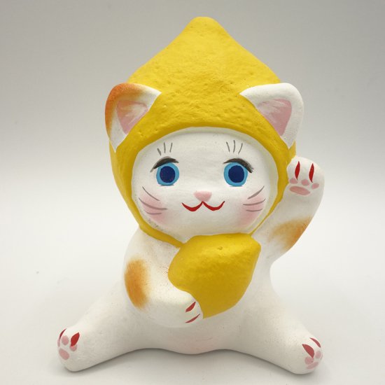 健康運アップのフルーツ招き猫レモンちゃん【長浜人形】（大きさ約10 
