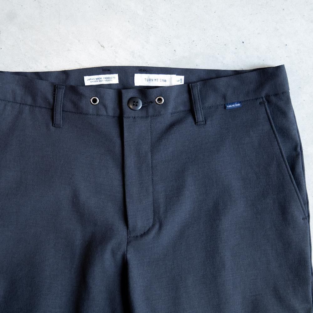 綿麻オックスストレッチ クロップドパンツ (BLACK) - メンズ