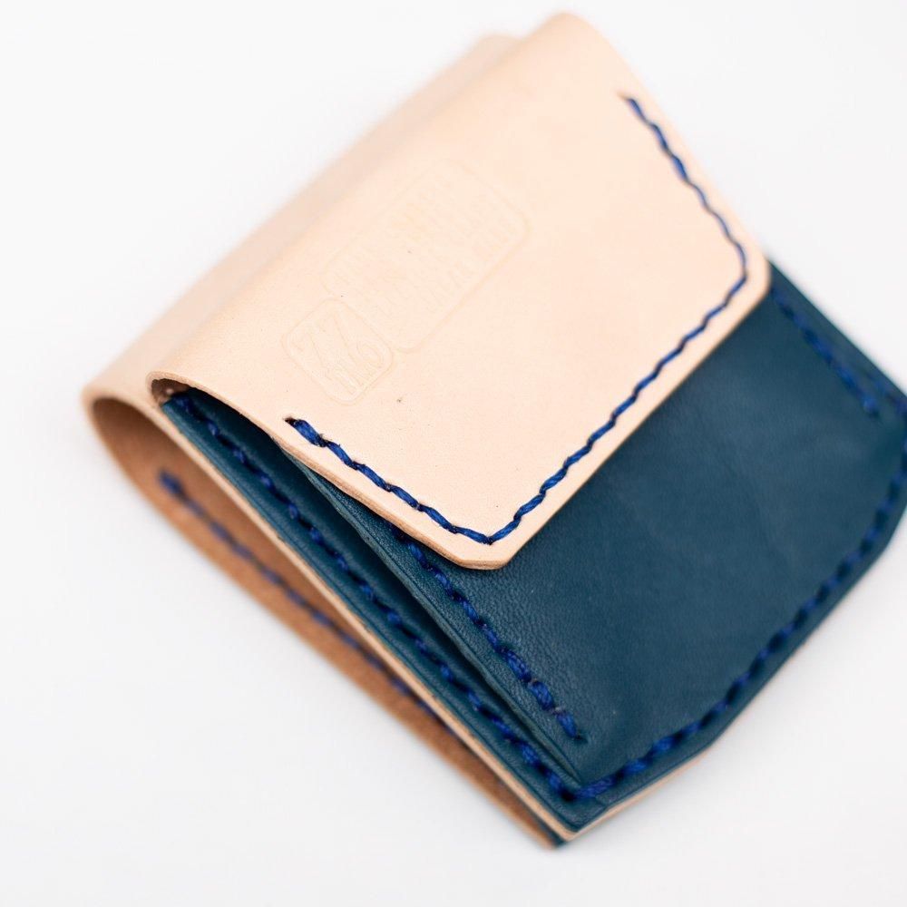 【ハンドメイド】ヌメ革　ロングウォレット　blue TURN ME ON official online-store
