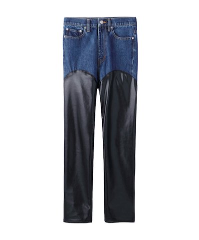 JOHN LAWRENCE SULLIVAN DENIM & VEGAN LEATHER BI-COLOR PANTS   Х 쥶 Х顼 ѥ 