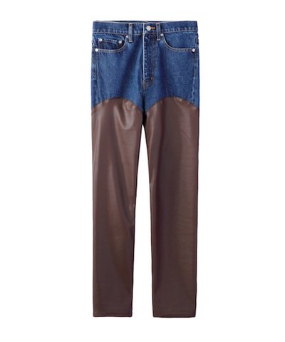 JOHN LAWRENCE SULLIVAN DENIM & VEGAN LEATHER BI-COLOR PANTS   Х 쥶 Х顼 ѥ 